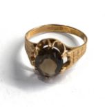 9ct gold vintage smoky quartz dress ring (2.4g)