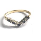 9ct gold diamond & sapphire ring weight 1.9g