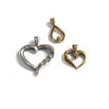 3 x 9ct yellow & white gold diamond pendants (3.5g)