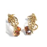 18ct gold citrine & seed pearl ornate clip on earrings (7.5g)