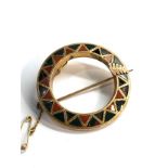 High carat Gold antique Scottish Brooch (10.7g) missing 1 stones measures approx 4.6cm dia