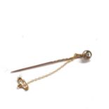 Antique 15ct gold diamond stick pin 2g