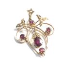 9ct gold antique amethyst & seed pearl pendant (2.4g)