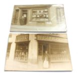 2 Edwardian real photo shop front postcards