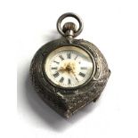 Antique Swiss silver heart shaped fob watch
