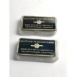 2 Solid silver milestones of manned flight ingots each 31.6g