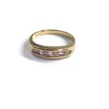 9ct gold diamond & pink sapphire ring weight 3g