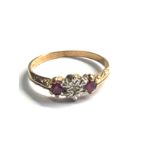 9ct gold ruby & diamond ring weight 1.9g