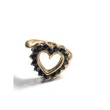 9ct gold sapphire heart ring weight 2.6g