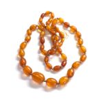 Vintage amber bead necklace 35g