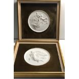 2 framed Royal Copenhagen Parian Plaques