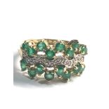 9ct gold emerald & diamond ring weight 3.3g