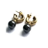 9ct gold & hematite drop earrings weight 7.8