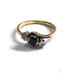 18ct gold & platinum vintage sapphire & diamond ring (2.5g)