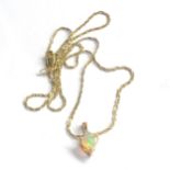 9ct gold opal & white topaz pendant necklace 2.2g