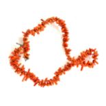 Coral stick necklace ands bracelet