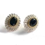 9ct gold diamond & sapphire earrings weight 3.3g