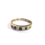 9ct gold diamond & sapphire ring weight 1.9g