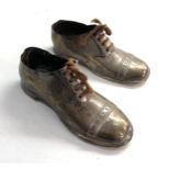 Pair of antique silver shoes wooden soles each measures approx 12.5cm long Birmingham silver