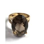 14ct gold vintage smoky quartz cocktail ring (5.8g)