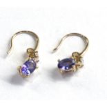9ct gold amethyst earrings weight 1.6g