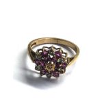 9ct gold diamond & ruby ring weight 2.5g