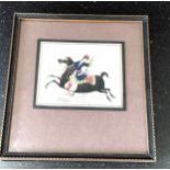 Framed Indian miniature painting measures 12cm by 9.5cm