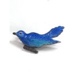 Antique silver & enamel bird brooch measures approx 34mm by 22mm