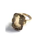 9ct gold vintage smoky quartz cocktail ring (7.2g)