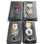 4 cased silver enamel masonic jewels