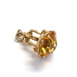 9ct gold vintage citrine fob (5.9g)