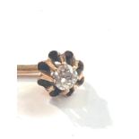 Antique gold diamond stick pin set with central diamond measures approx 3mm dia weight 1.5g