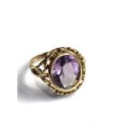 9ct gold amethyst ring weight 3.6g