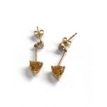 9ct gold citrine & diamond earrings weight 1.7g