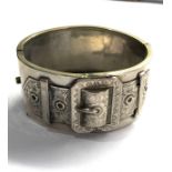 Antique silver plated buckle hinged bangle