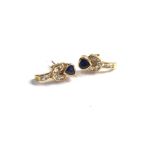 14ct gold sapphire & stone set stud earrings (2.3g)