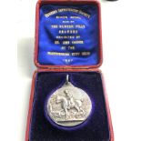 Boxed antique mappin & webb hunter improvement society silver medal 1897