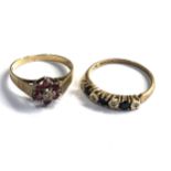 2 x 9ct gold vintage dress rings inc. sapphire & ruby (3.9g)