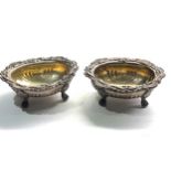 Large Antique georgian silver salts London silver hallmarks each measure 12cm by 9.5cm height 4.