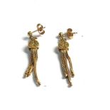 10ct gold vintage floral etched tassel drop earrings (3.2g)