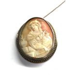 Fine large shell cameo and silver brooch