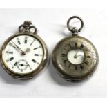 2 Antique silver pocket watches continental silver watch & half hunter j.w.benson small size watches