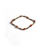 9ct gold vintage coral fancy chain bracelet (2.1g)