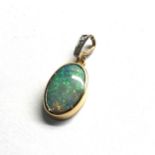 9ct gold diamond & opal pendant 1.4g 2cm drop