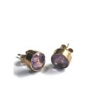 9ct gold amethyst earrings weight 1.3g