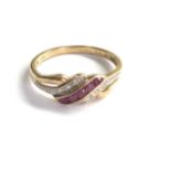 9ct gold diamond & ruby ring weight 2.1g