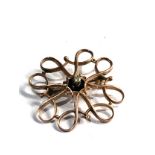 9ct gold diamond & black enamel brooch (2.6g)