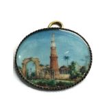 Antique framed miniature painting measures approx 5.7cm by 4.7cm