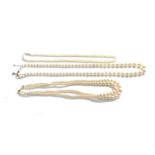 3x 9ct gold clasp pearl necklaces