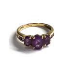 9ct gold amethyst ring weight 2.8g